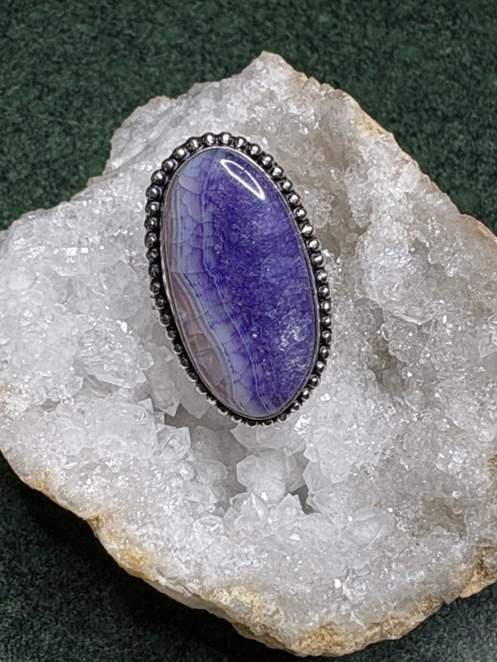 Stunning Purple agate silver ring